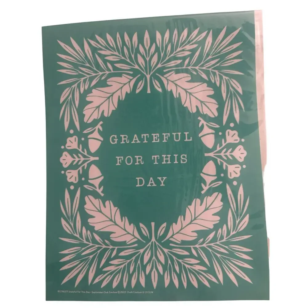 NWT Grateful For The Day Chalk‎ Couture 8.5 x 11 Reusable Transfer